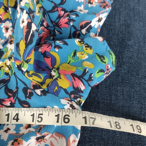 Anthropologie Robin Tiered Mini Dress Blue Green Floral XS - Picture 8 of 9